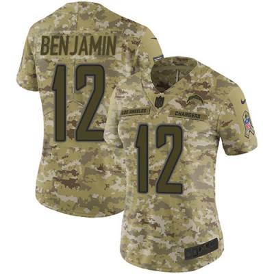 Nike Los Angeles Chargers #12 Travis Benjamin Camo Women's Stitched NFL Limited 2018 Salute to Service Jersey